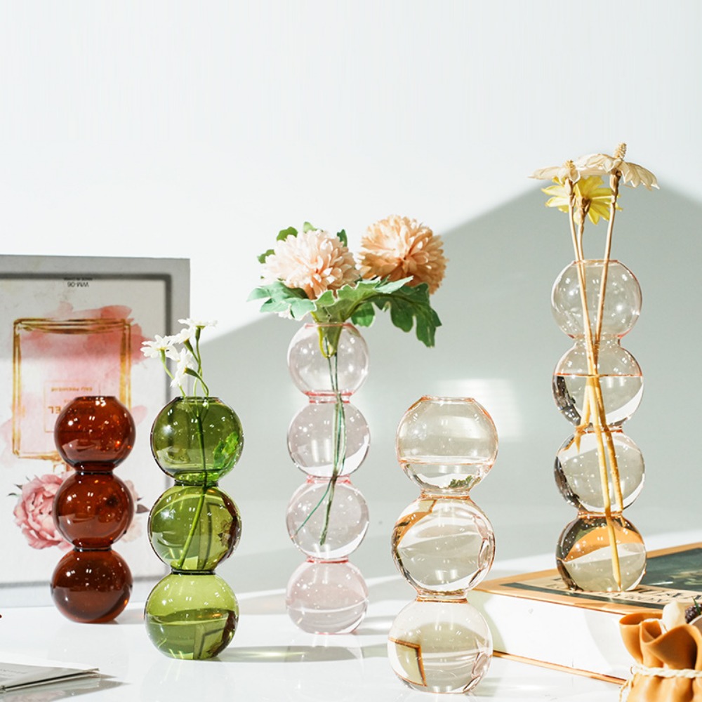 Glass Vase Nordic - Simple Style Coloful Glass Vase Transparent