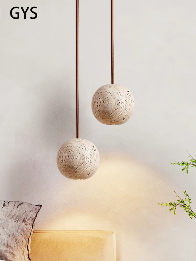 Hanging Moon Lamp - Led Pendant Lamp Stone Yellow Travertine