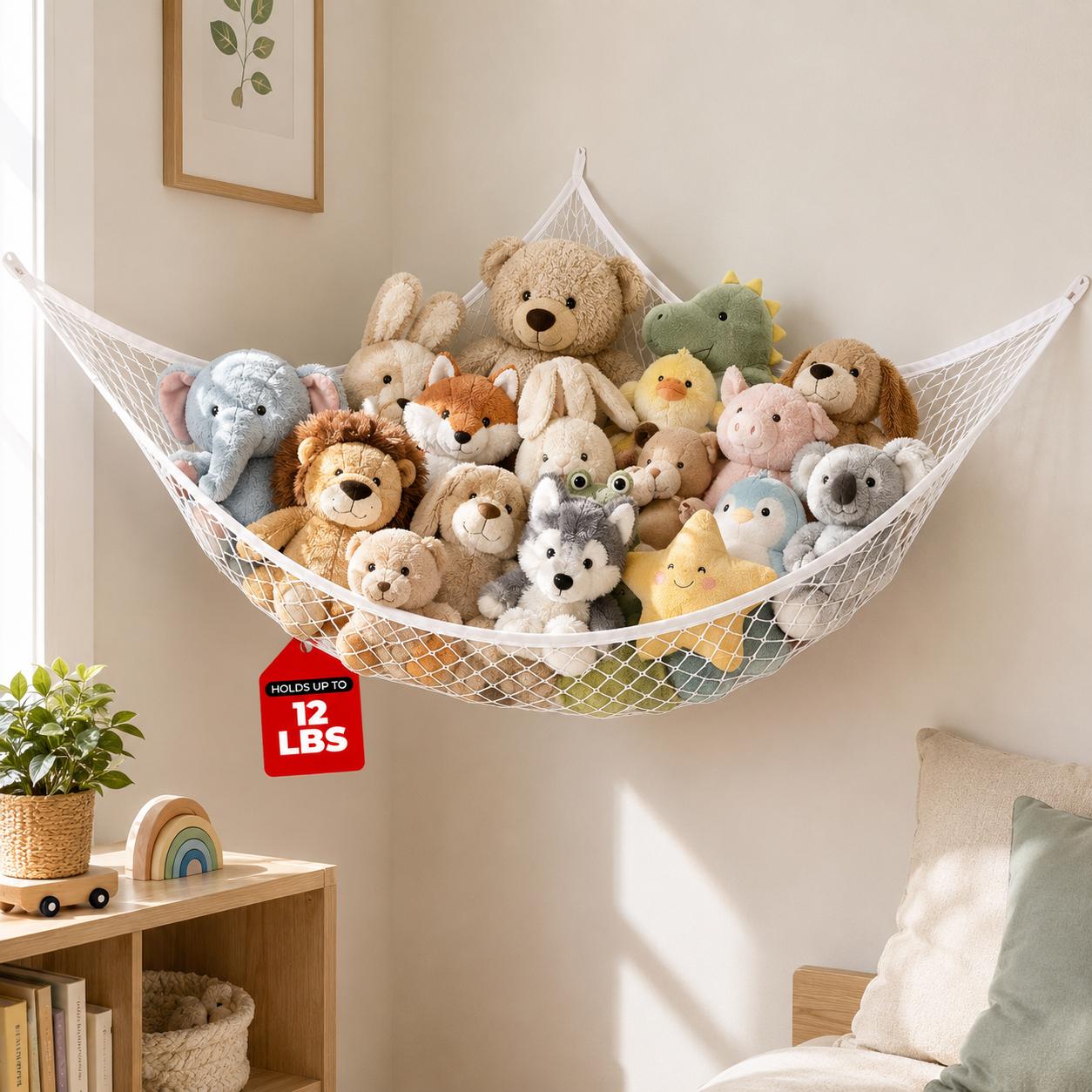 Home Decor Com - Mesh Toy Storage Hammock Hanging Stuffed
