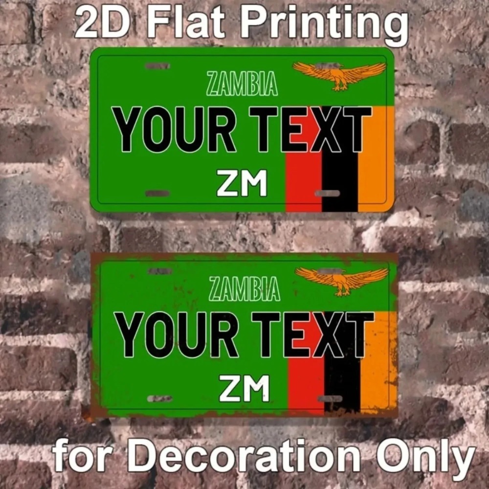 Home Decor Zambia - Custom Personalized Zambia Aluminum Sign, Vintage