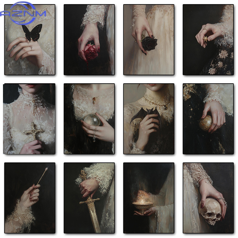 Vintage Gothic Dark Elegance W - Watercolor Poster Print 评论和价格