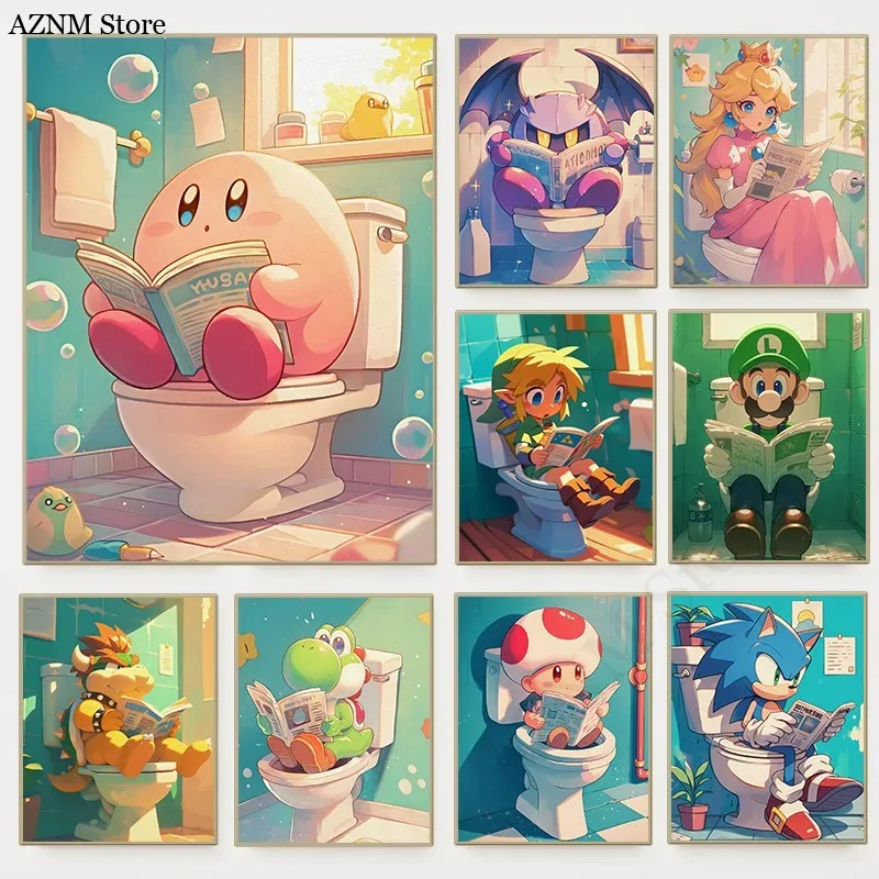 Funny Bathroom Cartoon Video G - Watercolor Poster Print 评论和价格