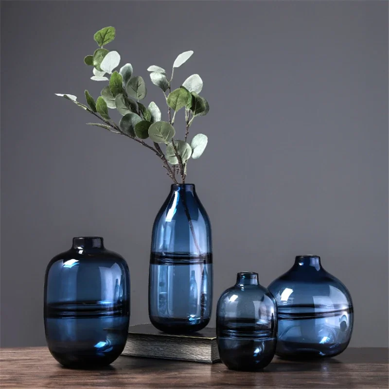 Minimalist Blue Black Glass Va - Glass Vase Nordic 评论和价格