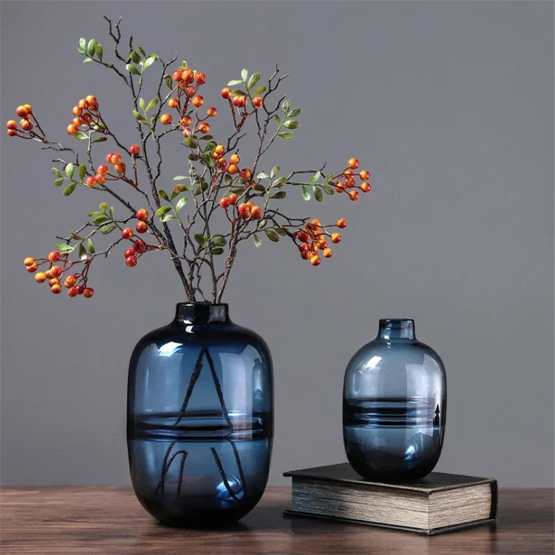Minimalist Blue Black Glass Va - Glass Vase Nordic 评论和价格