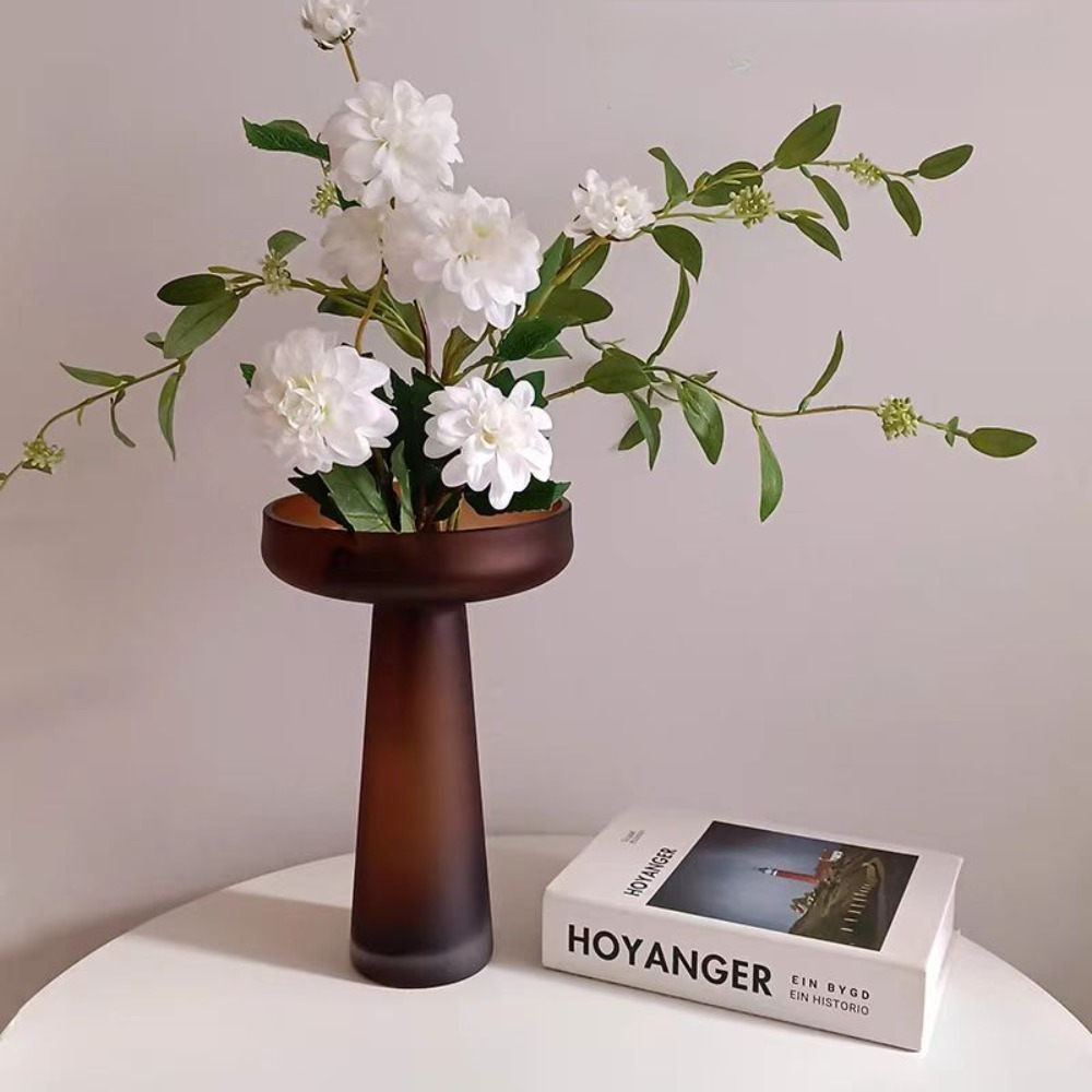 Nordic Vintage Brown Frosted G - Glass Vase Nordic 评论和价格