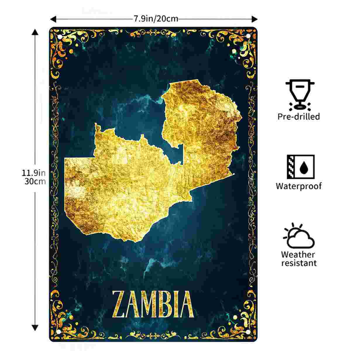 2D FLAT 1pc Zambia Gold Foil M - Home Decor Zambia 评论和价格