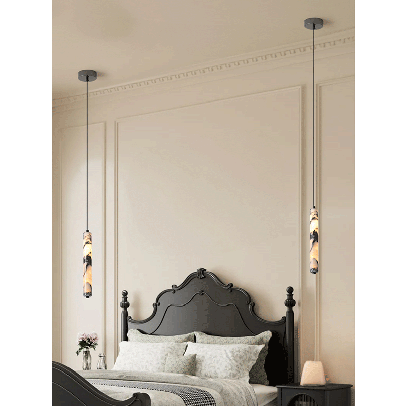 Luxury Black Cylinder Natural  - Hanging Moon Lamp 评论和价格