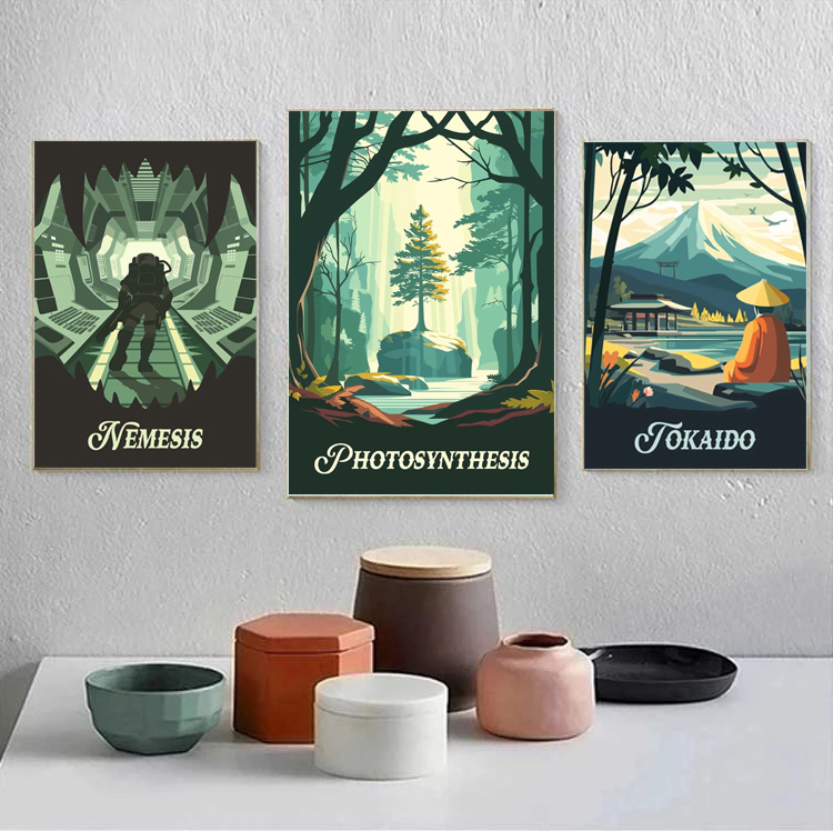 Cartoon Abstract Game Scene La - Watercolor Poster Print 评论和价格