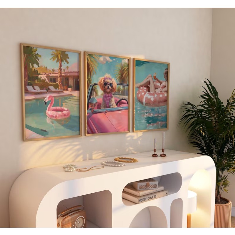 Vintage Girly Summer Pool Part - Watercolor Poster Print 评论和价格