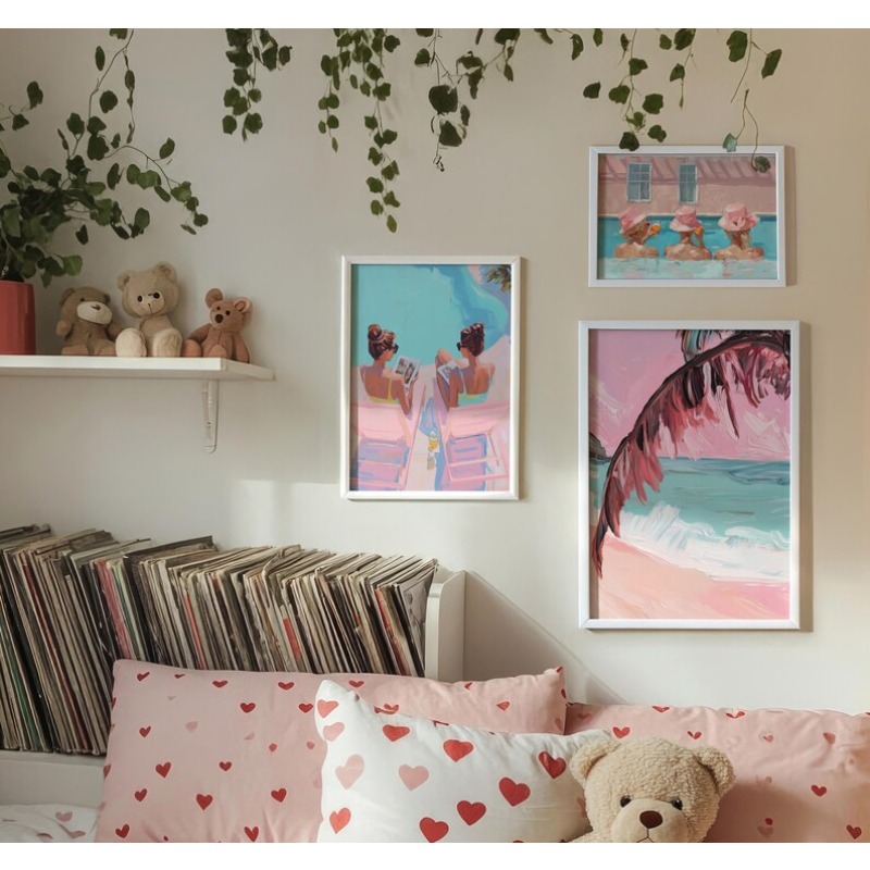 Vintage Girly Summer Pool Part - Watercolor Poster Print 评论和价格