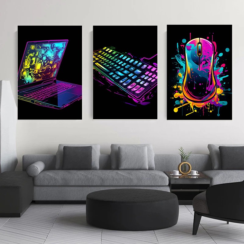 Watercolor Neon Video Game Pos - Home Decor Xbox Games 评论和价格
