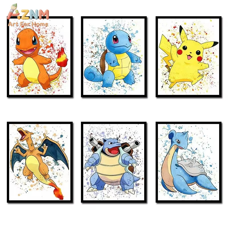1PC ，Anime Pokemon Canvas Pain - Watercolor Poster Print 评论和价格