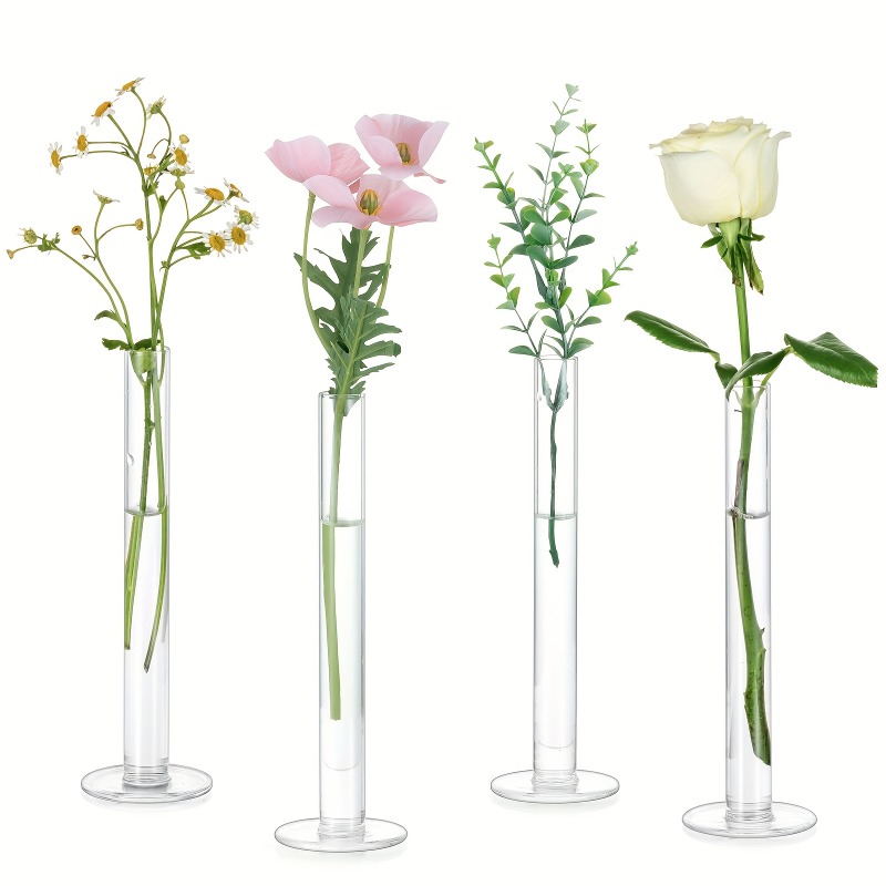 4Pcs Slim Straight Acrylic Vas - Glass Vase Nordic 评论和价格